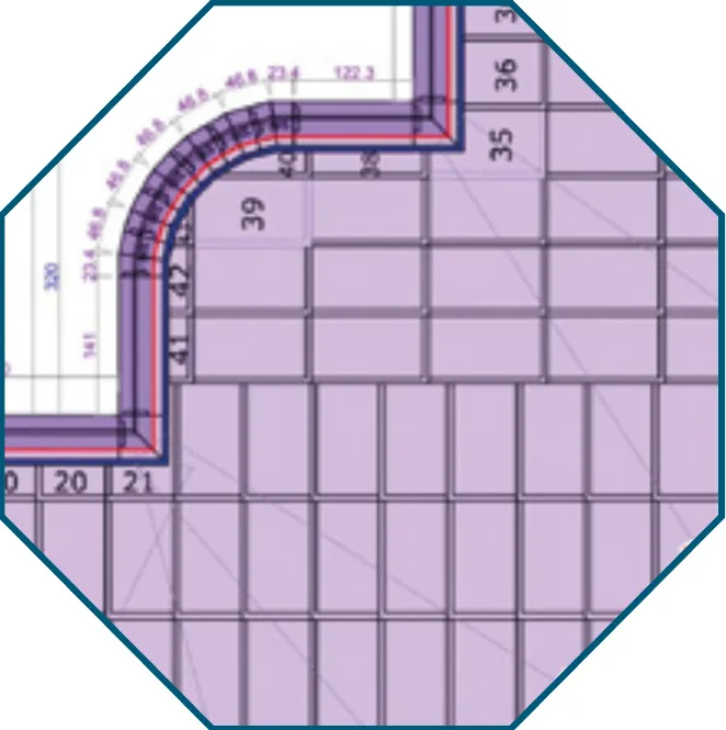 Verlegeplan der Bodenplatte in der Draufsicht